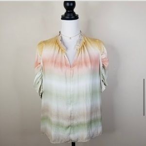 Anthropologie Current Air Puff Sleeve Tie Dye Blouse